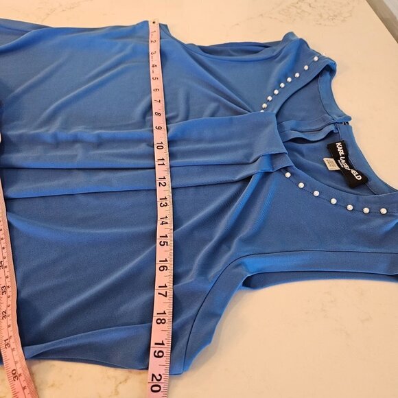 Karl Lagerfeld Paris Blue Size XL Pearl Detail On Sleeveless Shell Top - Picture 9 of 11